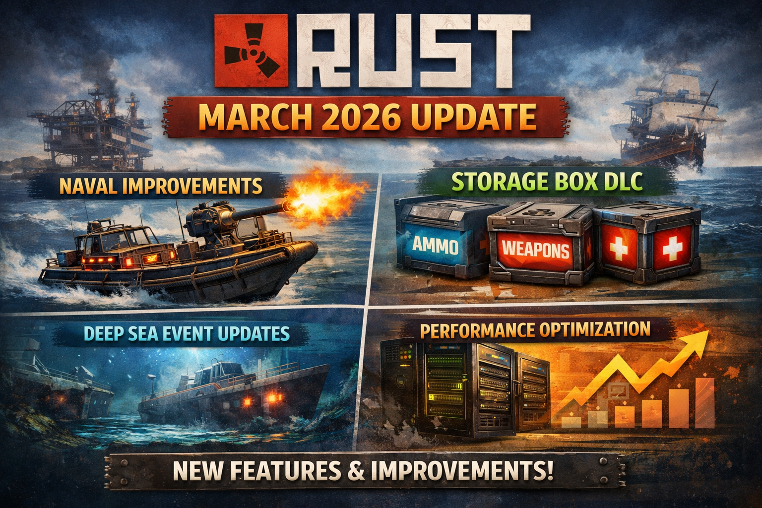 Rust March 2026 Update: Naval Improvements, Storage Box DLC & Performance Optimizations